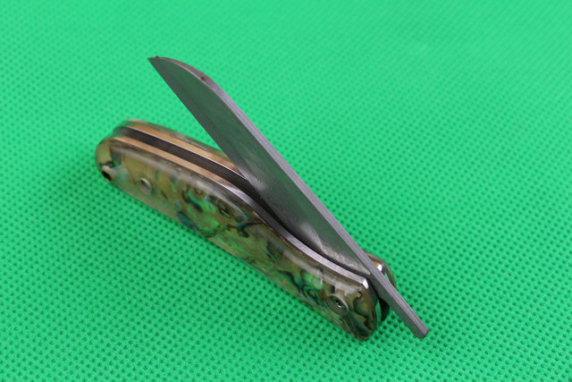  Abalone VG10 Damascus Little Razorback no lock knife UD402134